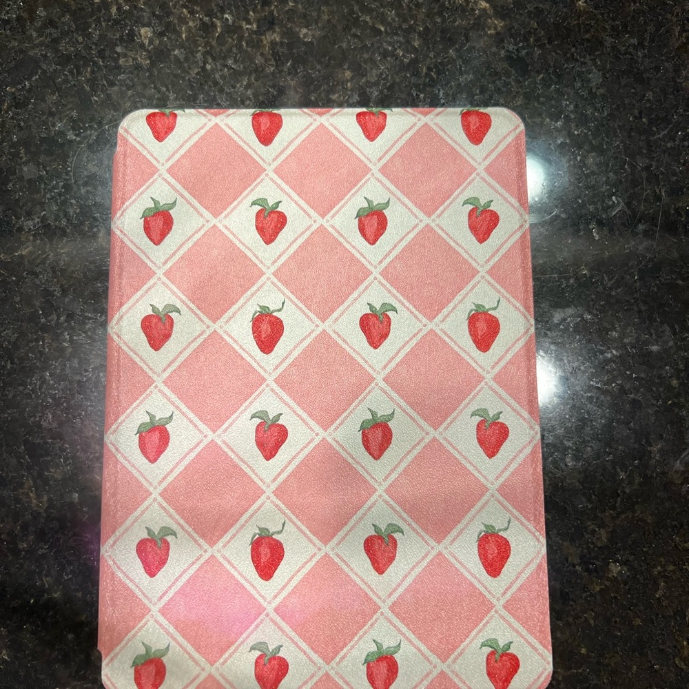 Pink and Red Strawberry Kindle Case with Whimsical Design